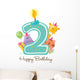 Happy Birthday Candle and Animals Isolated on white Wall Decal
