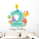 Happy Birthday Candle and Animals Isolated on white Wall Decal