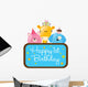 Isolated Baby Animals With First Birthday Sign Wall Decal