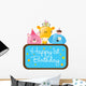 Isolated Baby Animals With First Birthday Sign Wall Decal