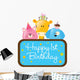 Isolated Baby Animals With First Birthday Sign Wall Decal