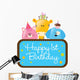 Isolated Baby Animals With First Birthday Sign Wall Decal
