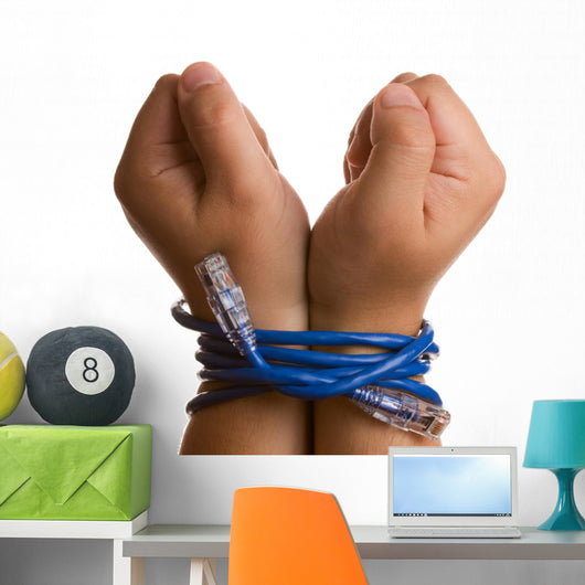 Hands Tied With Network Cable Wall Decal