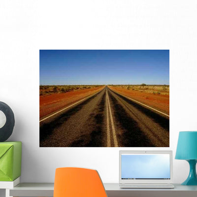 Australian Desert Road Wall Decal shown on a wall