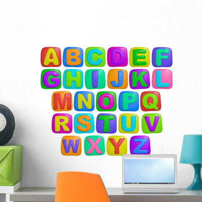Alphabet Wall Stickers shown on a wall