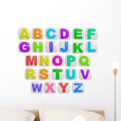 Peel and Stick Alphabet Wall Stickers shown on a wall