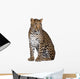 Portrait of Leopard Sitting Against White Background Wall Decal