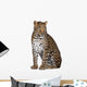 Portrait of Leopard Sitting Against White Background Wall Decal