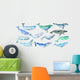 Blue-green Watercolor Whales Wall Decal Sticker Set