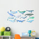 Blue-green Watercolor Whales Wall Decal Sticker Set