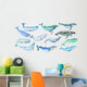 Blue-green Watercolor Whales Wall Decal Sticker Set