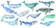 Blue-green Watercolor Whales Wall Decal Sticker Set