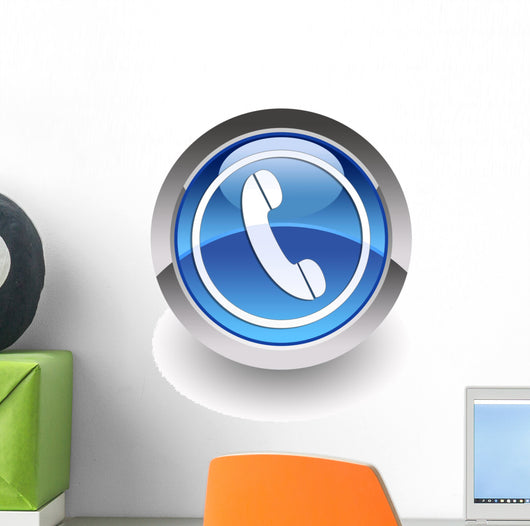 Blue Phone Glossy Icon Wall Decal