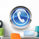 Blue phone glossy icon Wall Decal