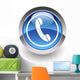 Blue phone glossy icon Wall Decal