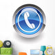 Blue phone glossy icon Wall Decal