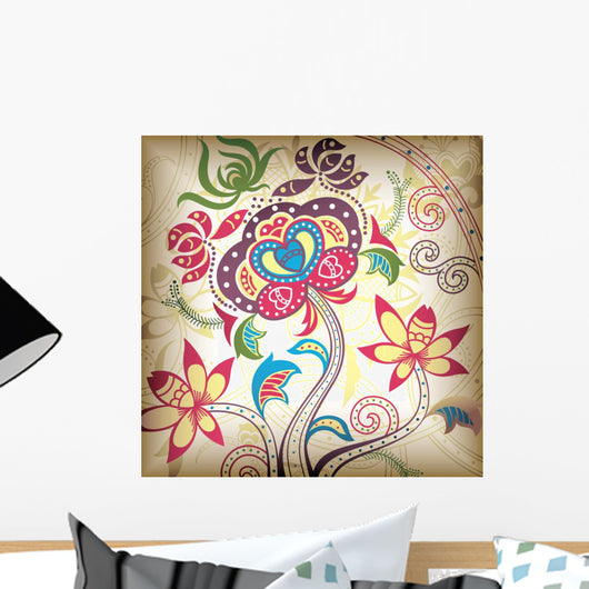 Abstract Colors Floral Wall Mural