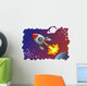 Cartoon style spaceshipblasting off into the space, vector Wall Decal