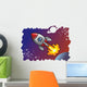 Cartoon style spaceshipblasting off into the space, vector Wall Decal