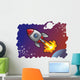 Cartoon style spaceshipblasting off into the space, vector Wall Decal