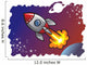 Cartoon style spaceshipblasting off into the space, vector Wall Decal