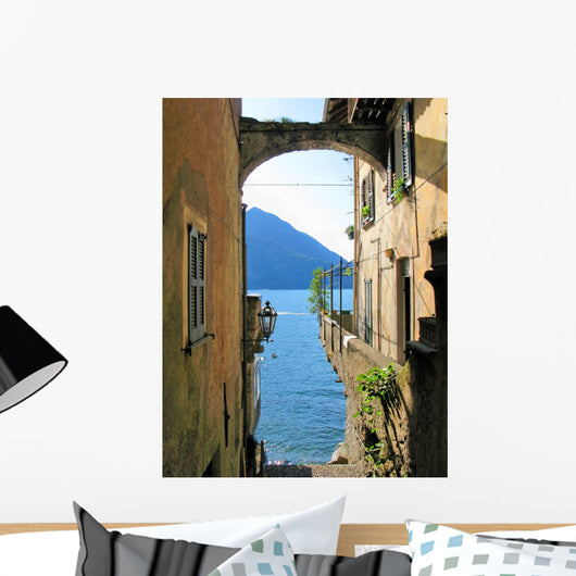 Romantic view to the famous Italian lake Como from Varenna town Wall Mural