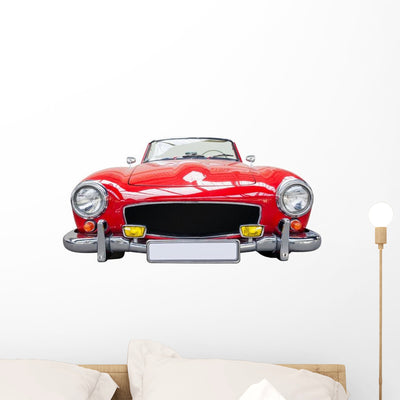 Red Classic Retro Car Wall Decal shown on a wall