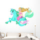 Beautiful Mermaid Riding Seahorse Wall Decal
