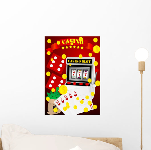 Gambling illustration with casino elements Wall Mural