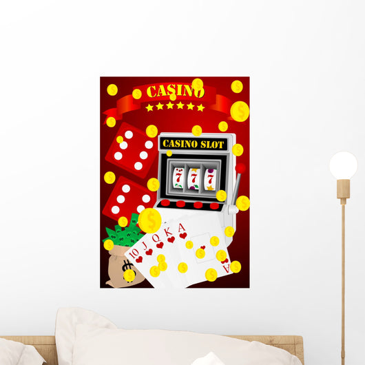 Gambling illustration with casino elements Wall Mural