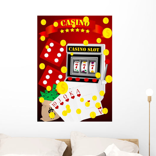 Gambling illustration with casino elements Wall Mural