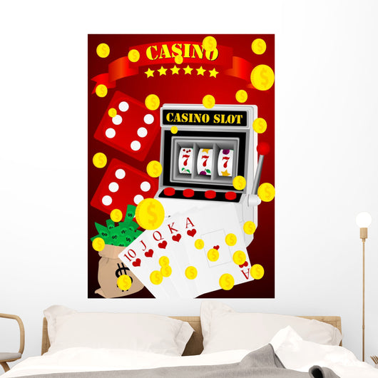 Gambling illustration with casino elements Wall Mural