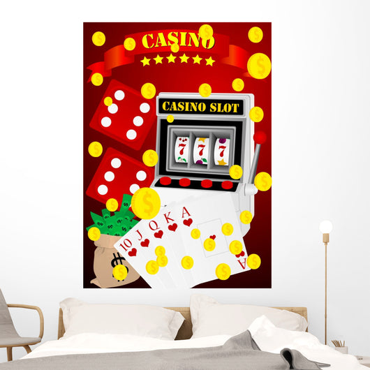 Gambling illustration with casino elements Wall Mural