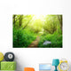 ground road in summer green forest Wall Mural