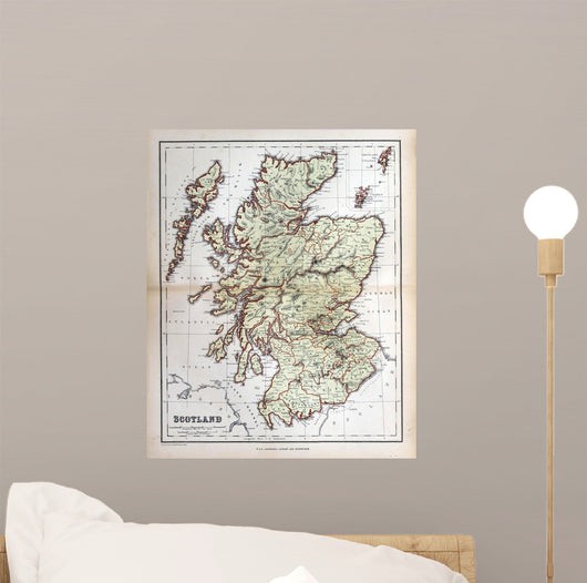 Old Map Scotland 1870 Wall Decal