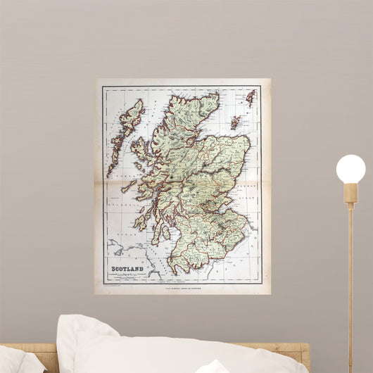 Old Map Scotland 1870 Wall Decal