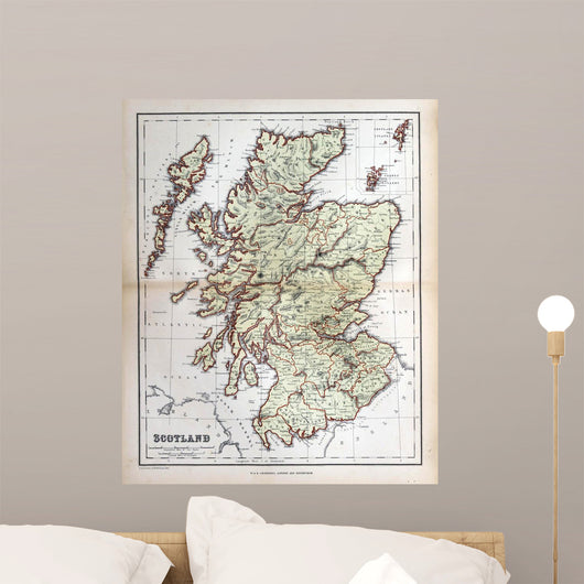 Old Map Scotland 1870 Wall Decal
