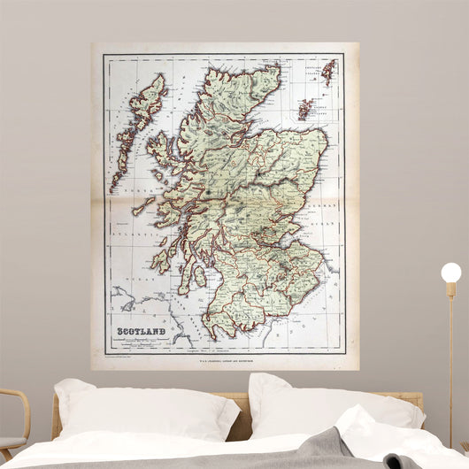Old Map Scotland 1870 Wall Decal