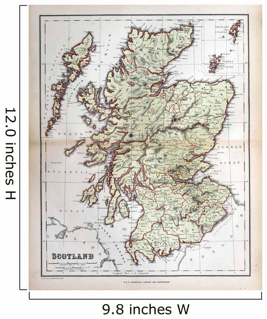 Old Map Scotland 1870 Wall Decal