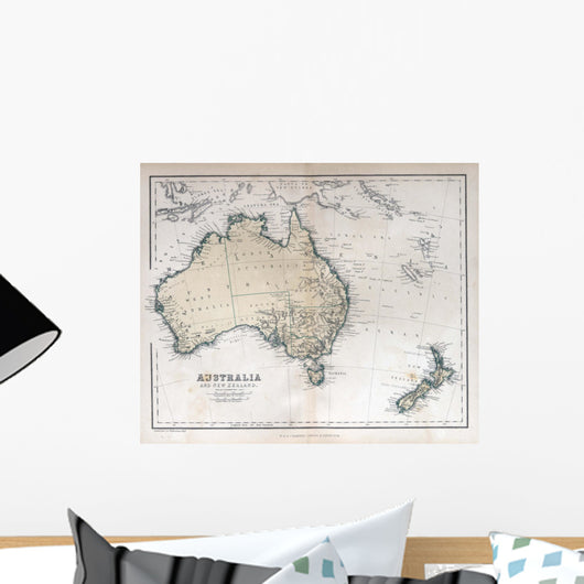 Old Map of Australia New Zealand 1870 Wall Mural