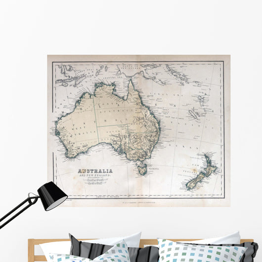 Old Map of Australia New Zealand 1870 Wall Mural