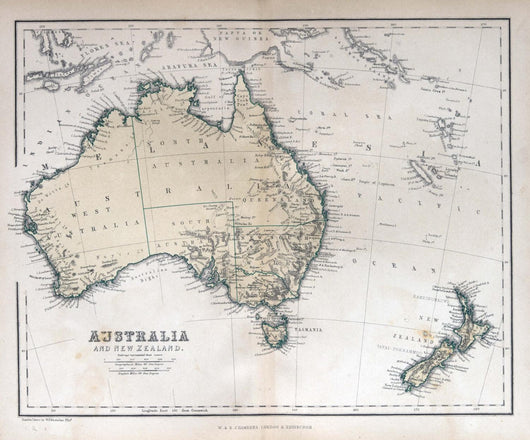 Old Map of Australia New Zealand 1870 Wall Mural