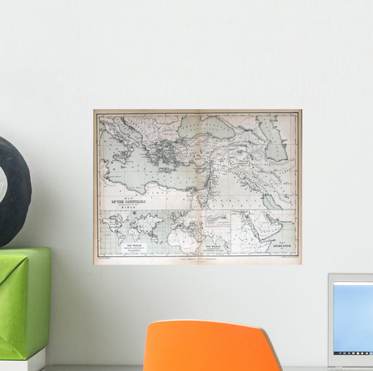 Old map of countries mentioned in the Bible, 1870 Wall Mural