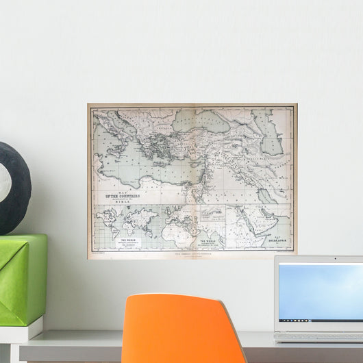 Old map of countries mentioned in the Bible, 1870 Wall Mural