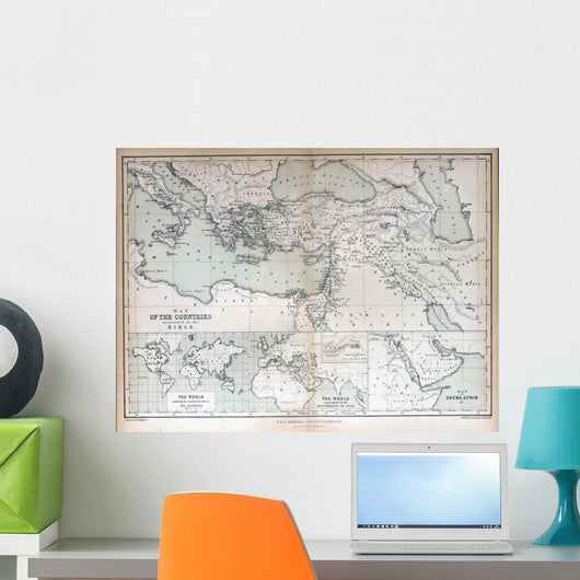 Old map of countries mentioned in the Bible, 1870 Wall Mural