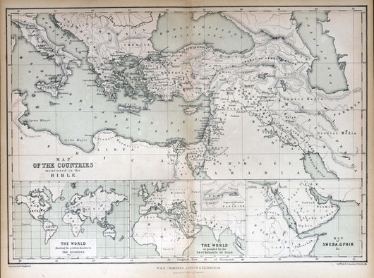 Old map of countries mentioned in the Bible, 1870 Wall Mural