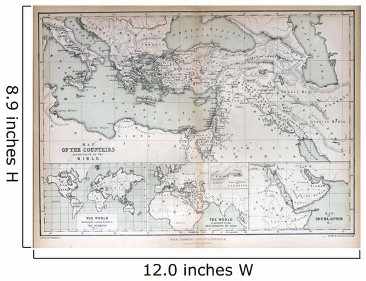 Old map of countries mentioned in the Bible, 1870 Wall Mural
