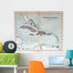 Old map of West India Islands, 1870. Bahamas, Haiti, Puerto Rico Wall Mural