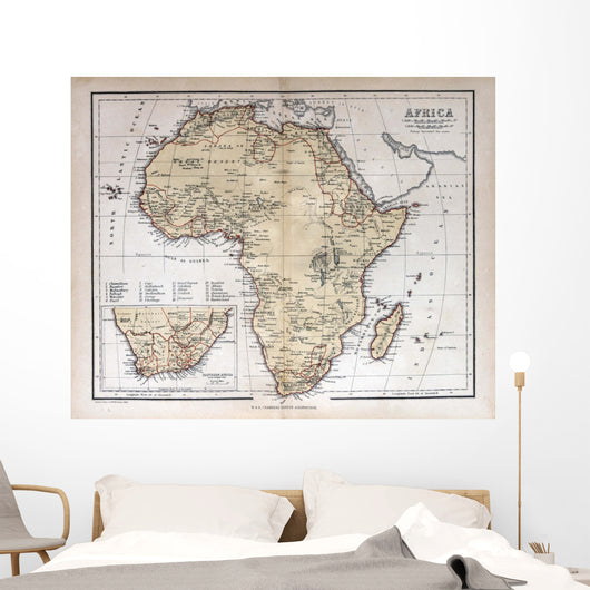 Old map of Africa, 1870 Wall Mural