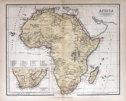 Old map of Africa, 1870 Wall Mural
